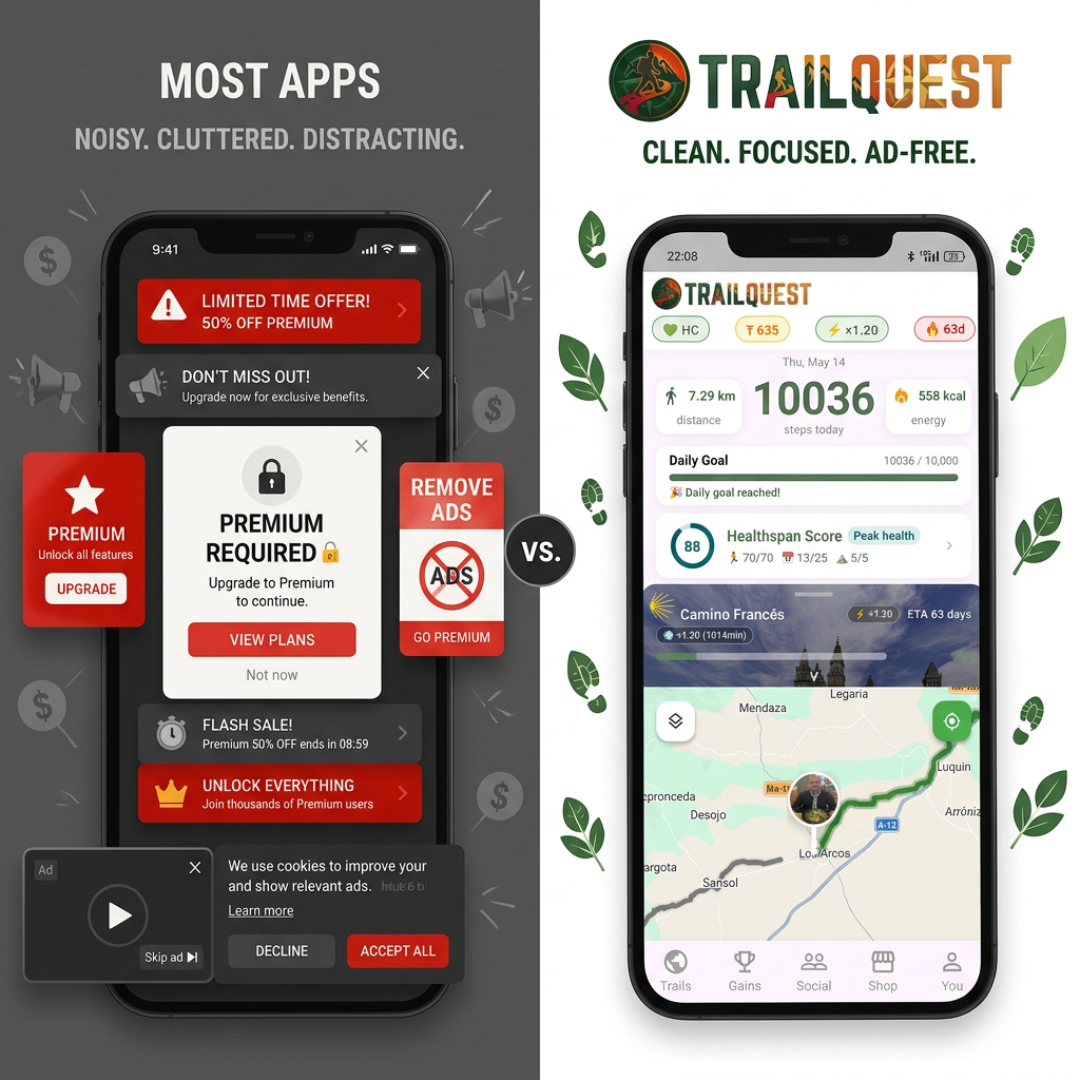 TrailQuest — no ads, no paywall
